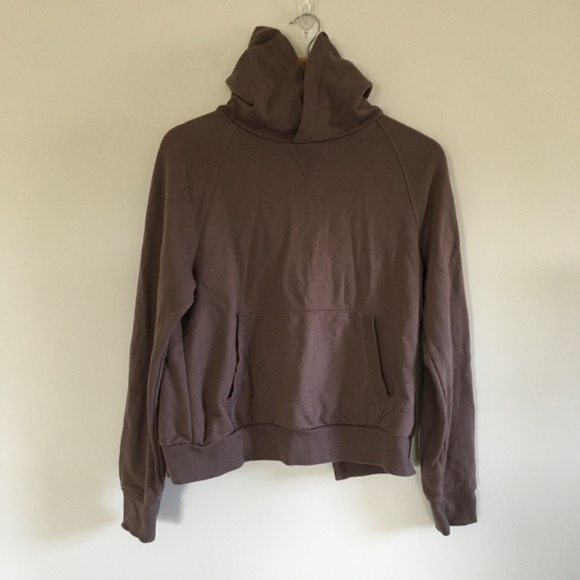 Athleta Moonrise Sweatshirt Hoodie Sz S Mineral Brown Split Open Back 530536 - Picture 2 of 12